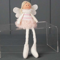 Pink and Cream Striped Edge Sitting Fabric Angel | Annie Mo's