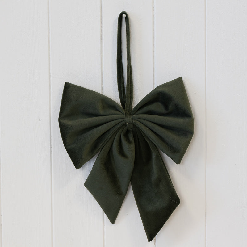 Velvet Dark Green Hanging Bow | Annie Mo's
