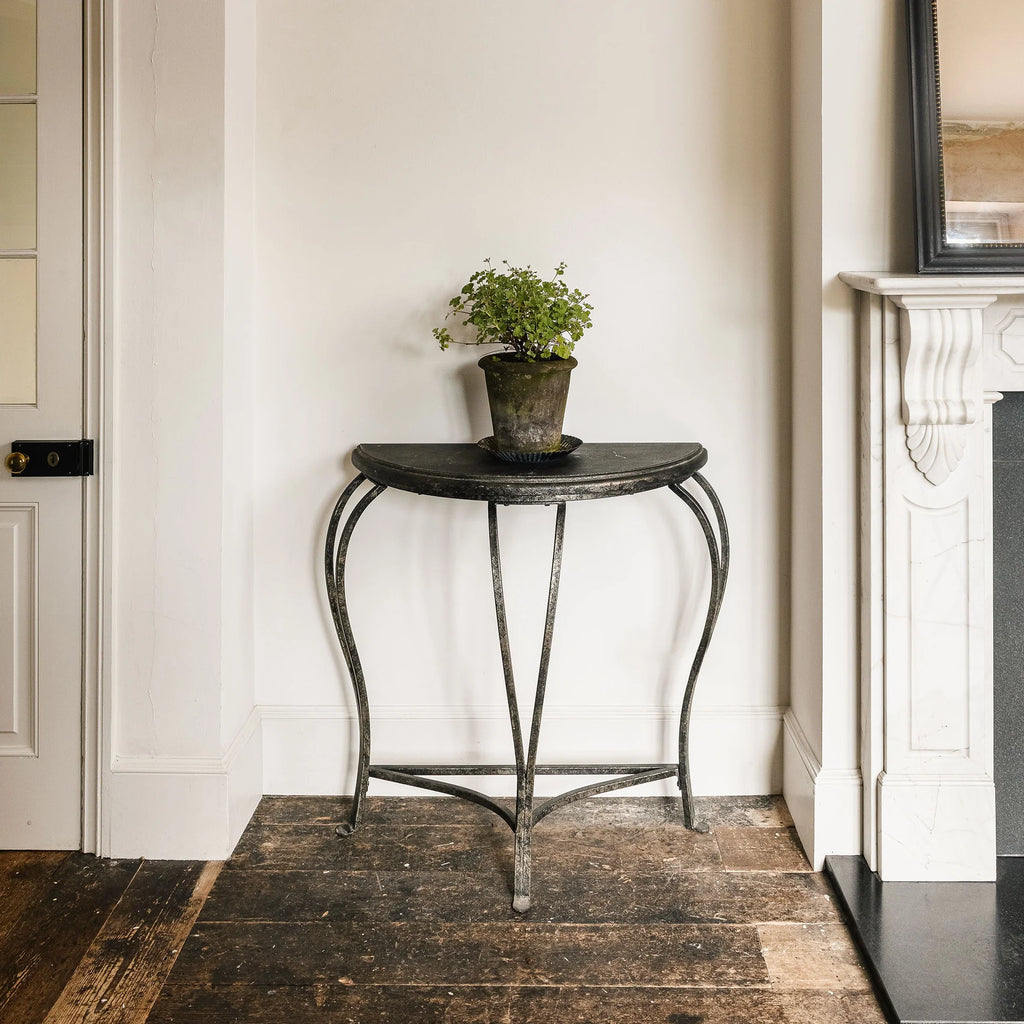 Clovelly Half-Moon Iron Side Table 89cm