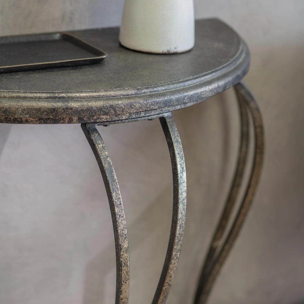 Clovelly Half-Moon Iron Side Table 89cm