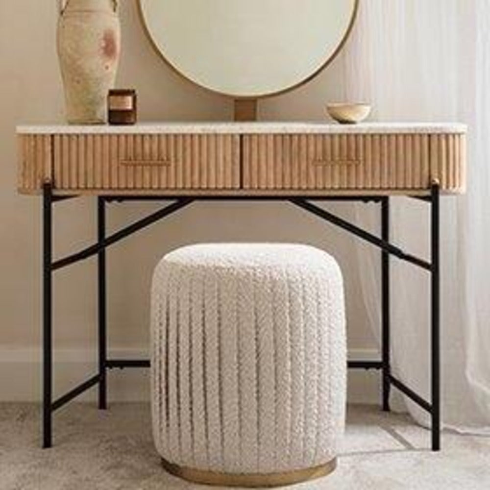 Reed Mango Wood and White Marble Dressing Table | Annie Mo's Reed Mango Wood and White Marble Dressing Table | Annie Mo's