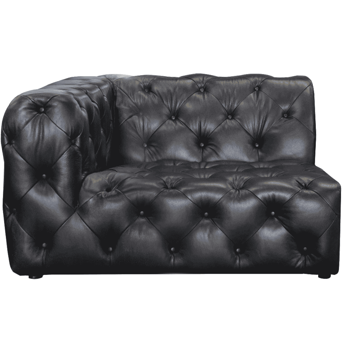 buttoned leather sofa corner section