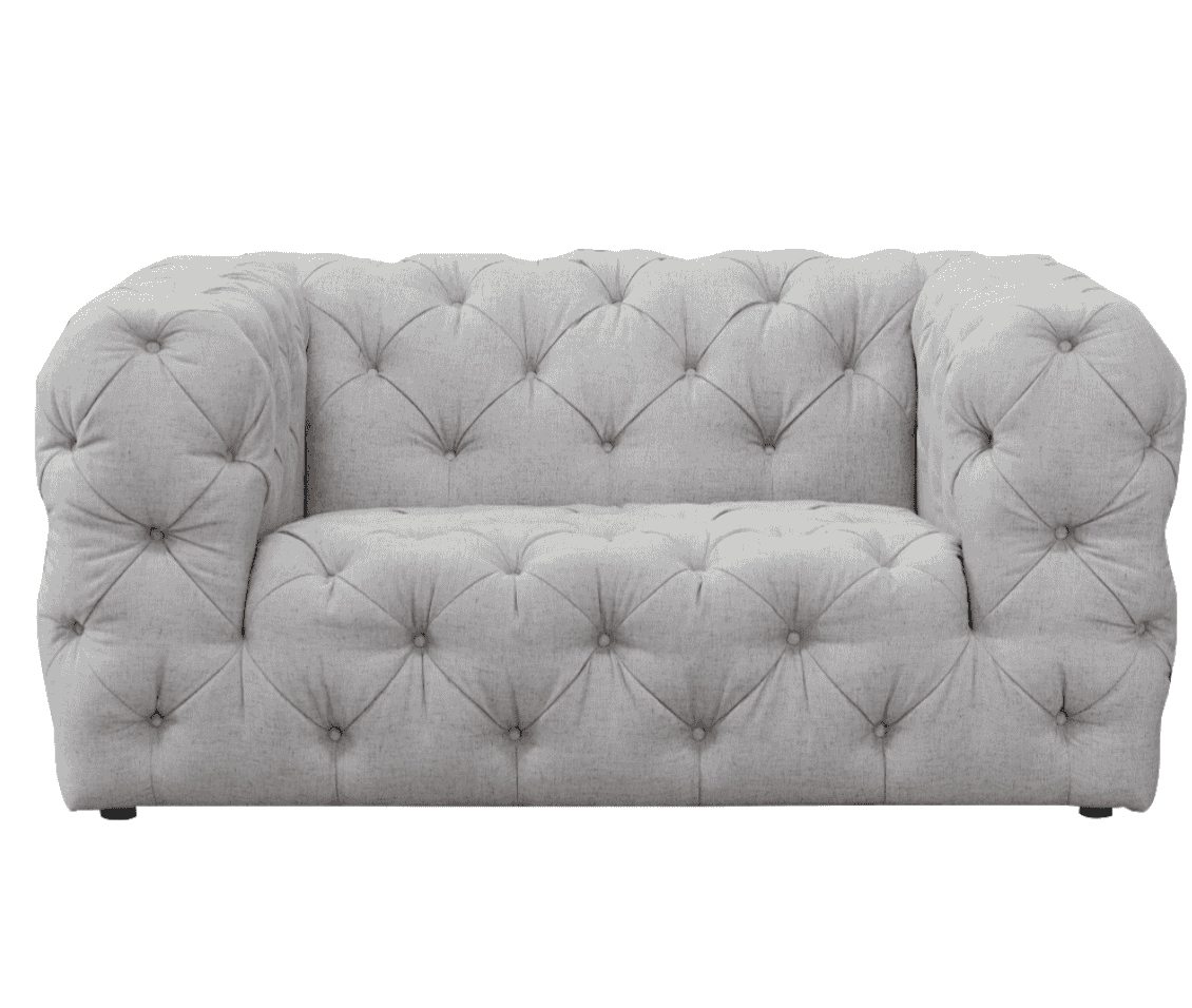 white buttoned snuggler sofa