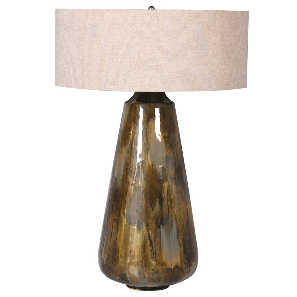 Bamboo Agate Enamel Table Lamp with Cotton Shade 83cm | Annie Mo's