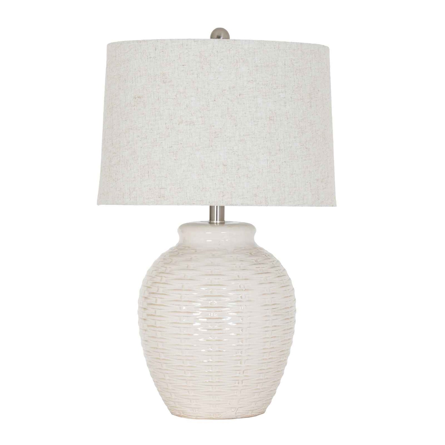 Basket Weave Ceramic Table Lamp With Linen Shade 63cm-C