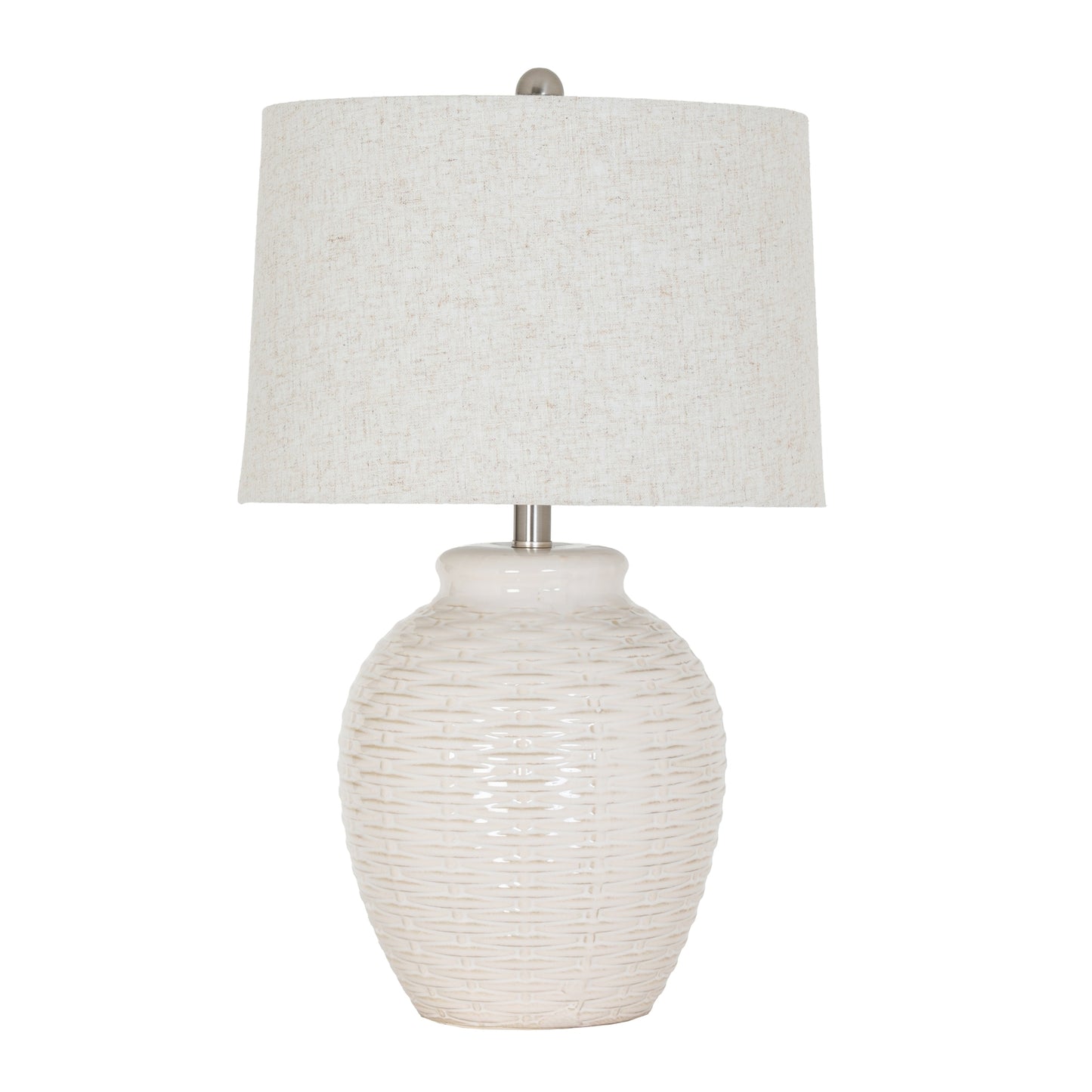 Basket Weave Ceramic Table Lamp With Linen Shade 63cm