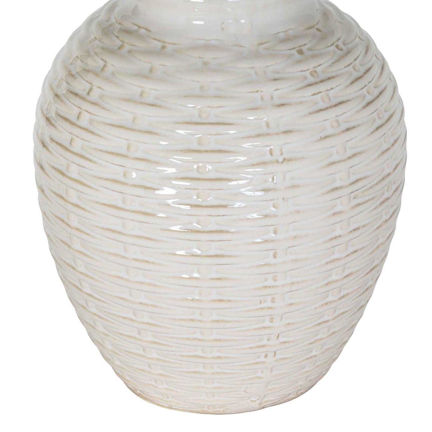 Basket Weave Ceramic Table Lamp With Linen Shade 63cm-B