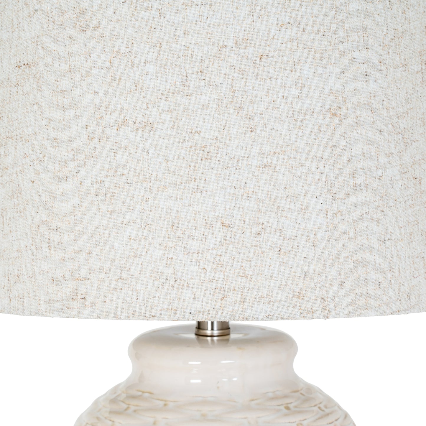 Basket Weave Ceramic Table Lamp With Linen Shade 63cm