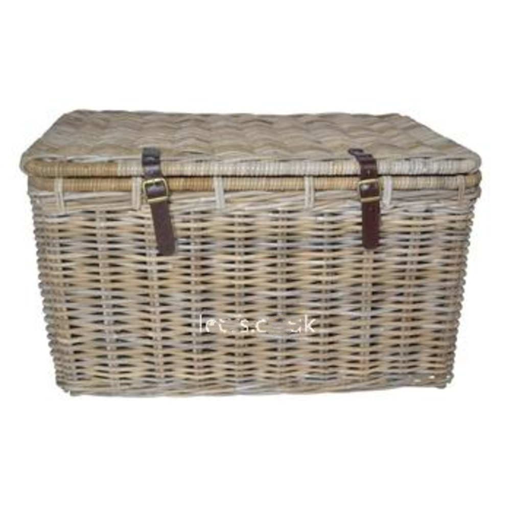 Rattan Rectangle Trunk with Leather Straps - Size Choice | Annie Mo's