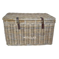 Rattan Rectangle Trunk with Leather Straps - Size Choice | Annie Mo's