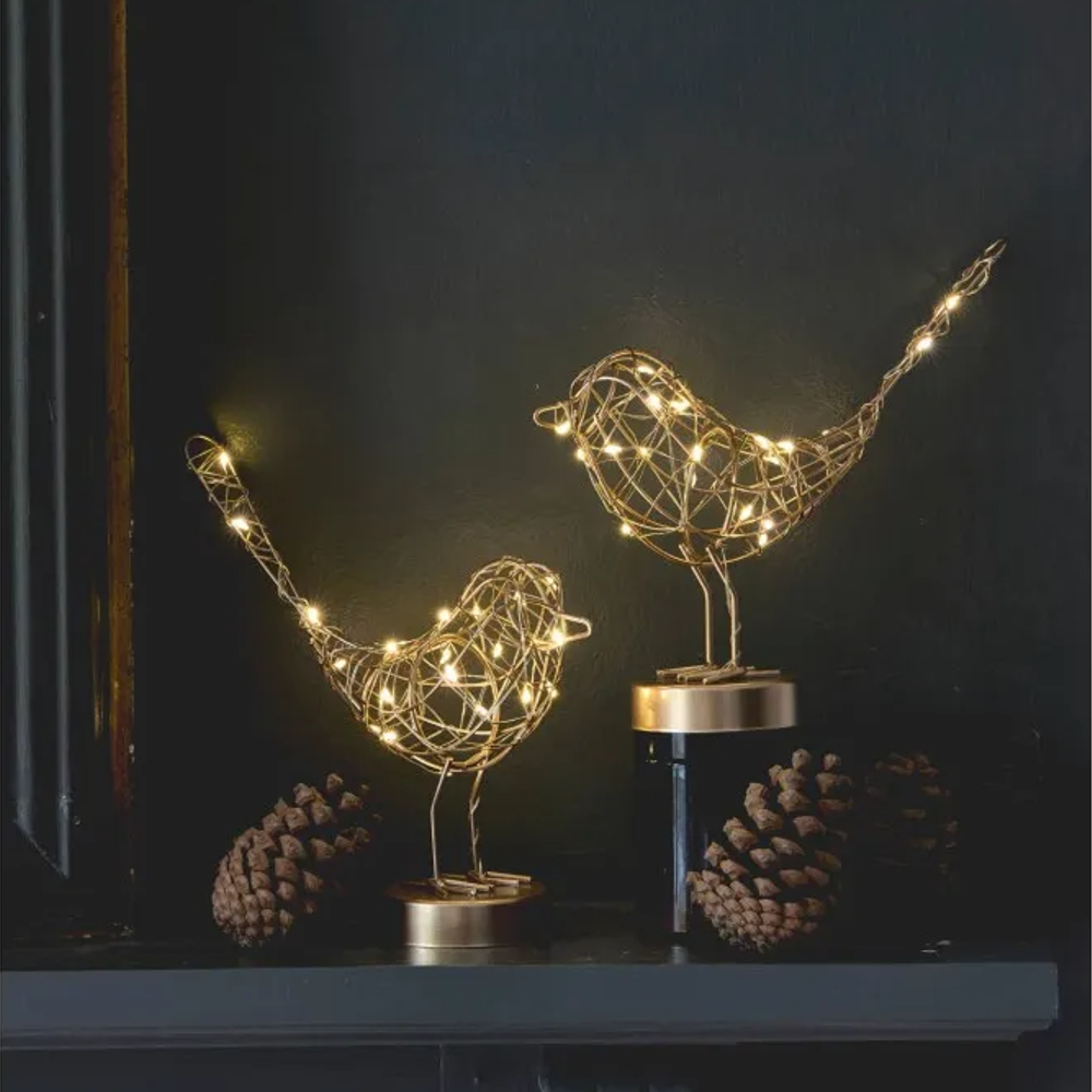 Battery Operated LED Table Robin - Golden 20cm | Annie Mo's