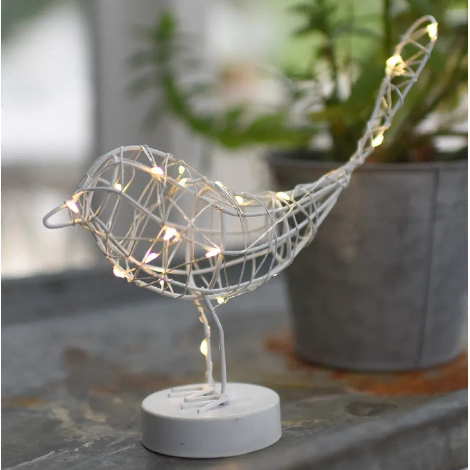 Battery Operated LED Table Robin - White 20cm | Annie Mo's C