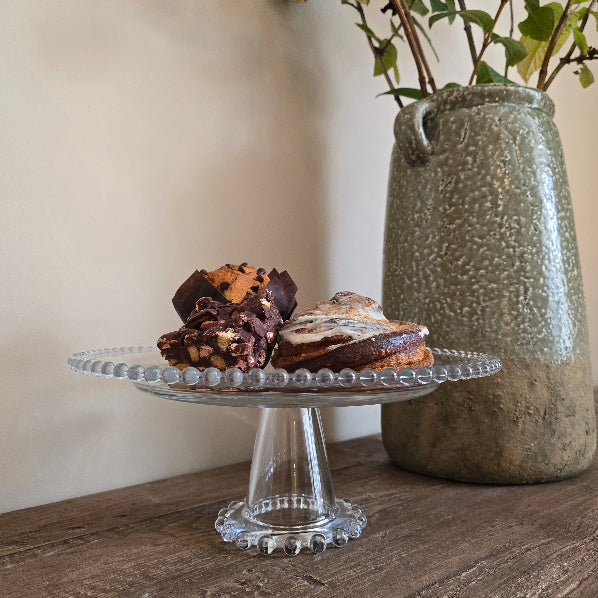 Beaded Edge Glass Cake Stand 2