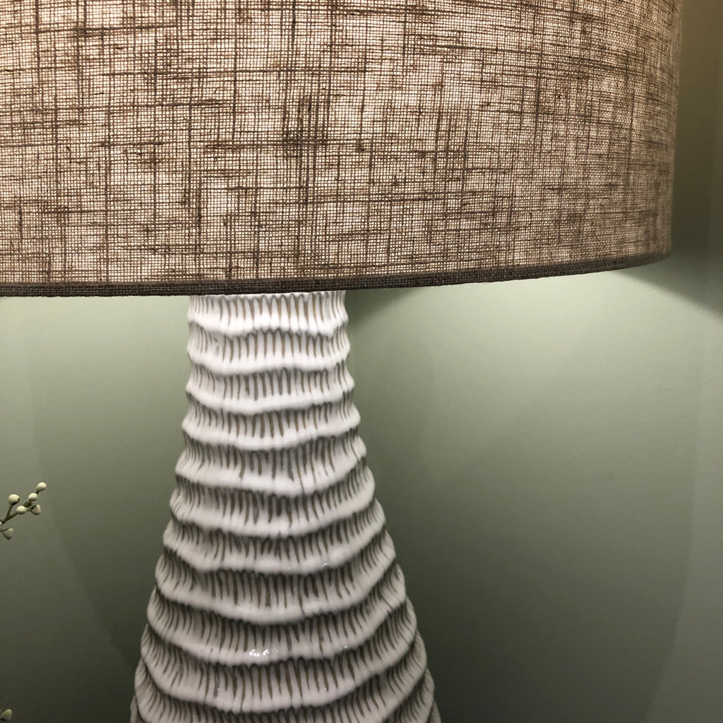 Beige Textured Lamp with Linen Shade 70cm B