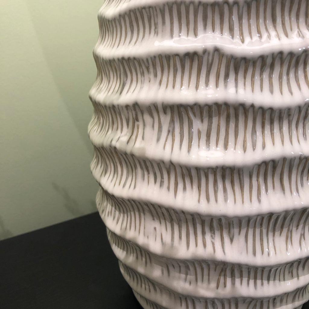 Beige Textured Lamp with Linen Shade 70cm C