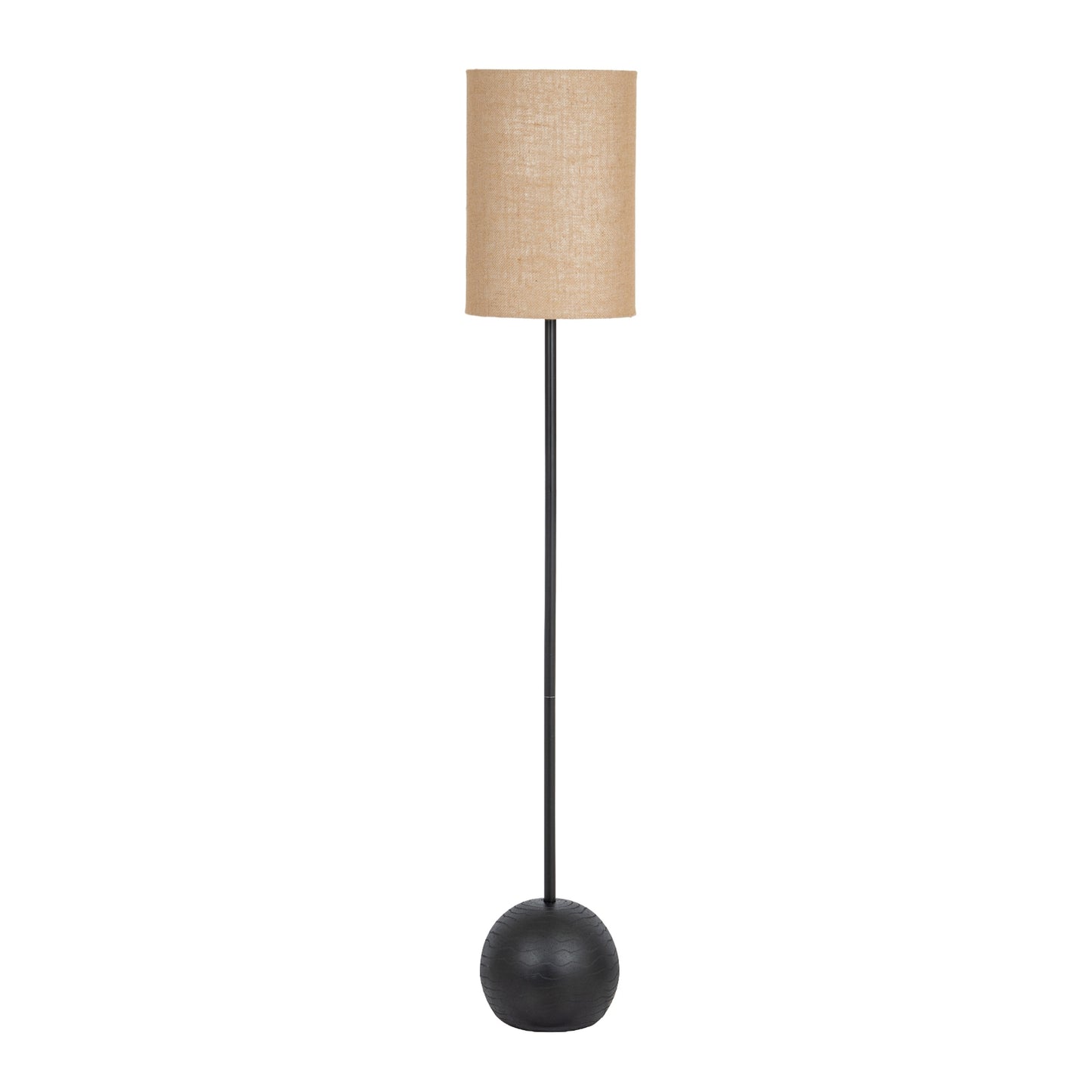 Black Cannon Floor Lamp With Hessian Shade 151cm