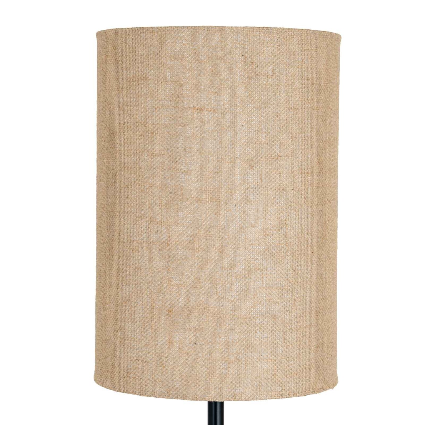 Black Cannon Floor Lamp With Hessian Shade 151cm-B