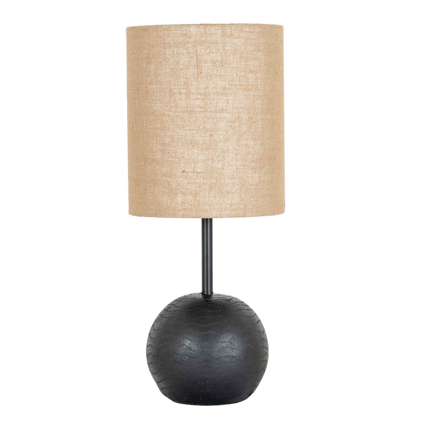 Black Cannon Table Lamp With Hessian Shade-A