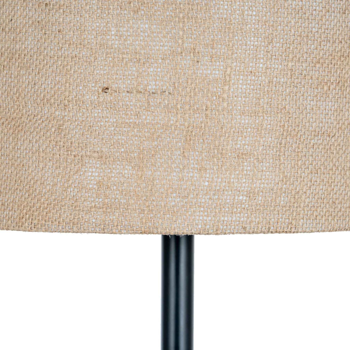 Black Cannon Table Lamp With Hessian Shade 61cm