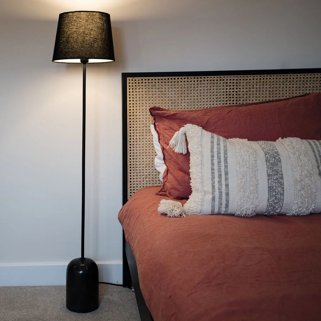 Black Marble Floor Lamp with Black Shade 123cm | Annie Mo's