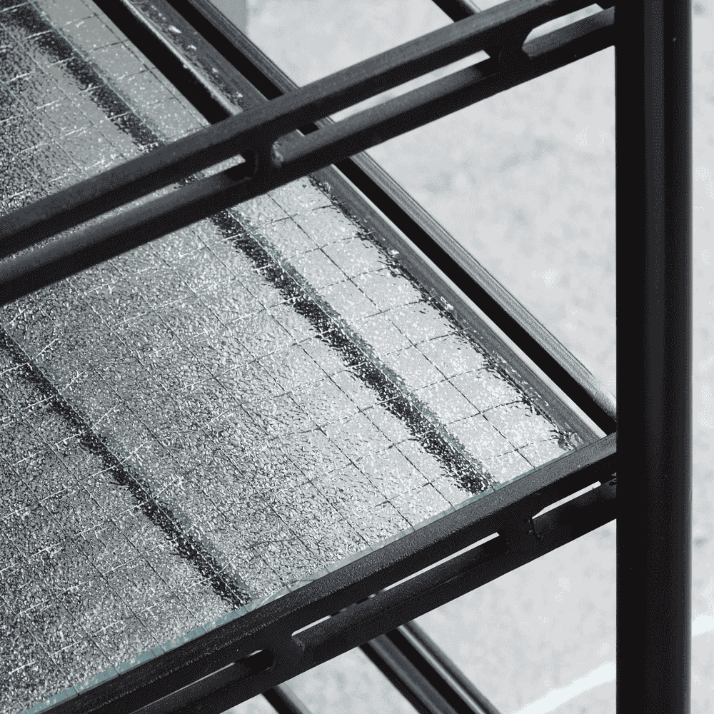 Black Metal and Glass Bookcase 200cm