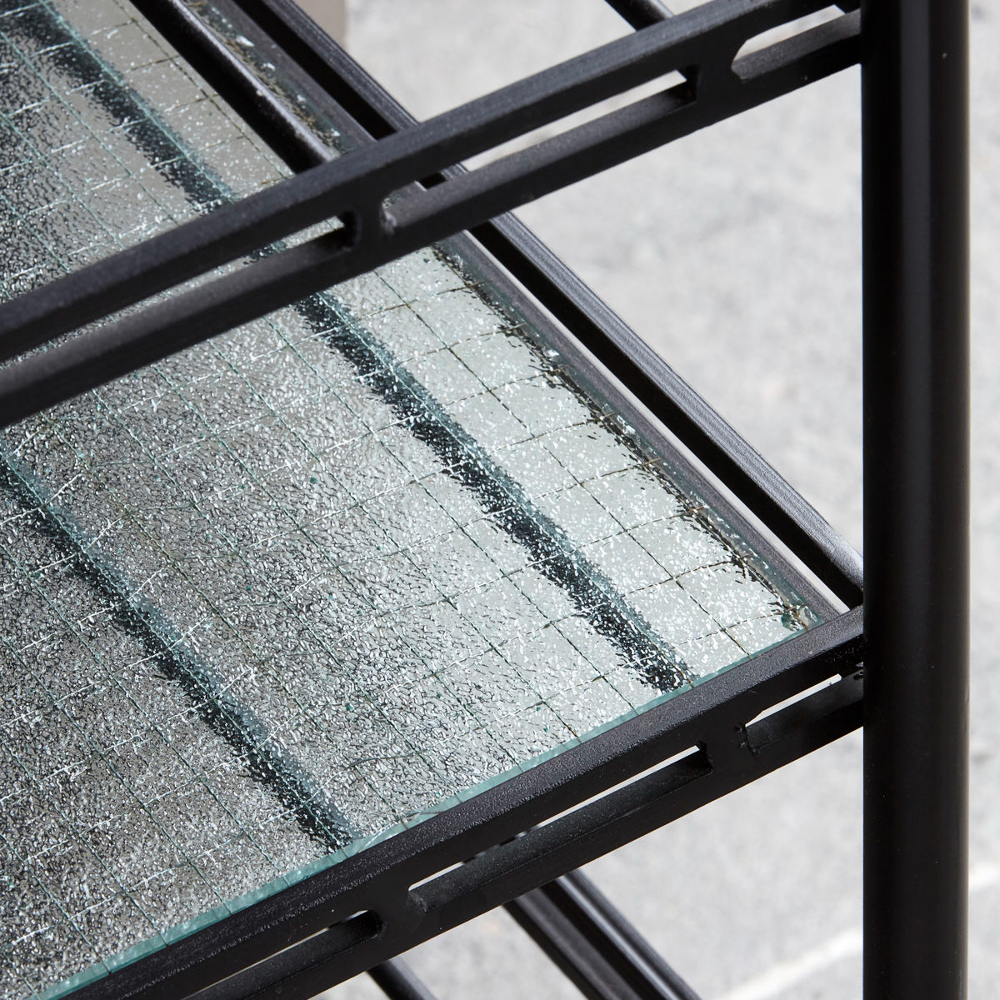 Black Metal and Glass Bookcase 200cm