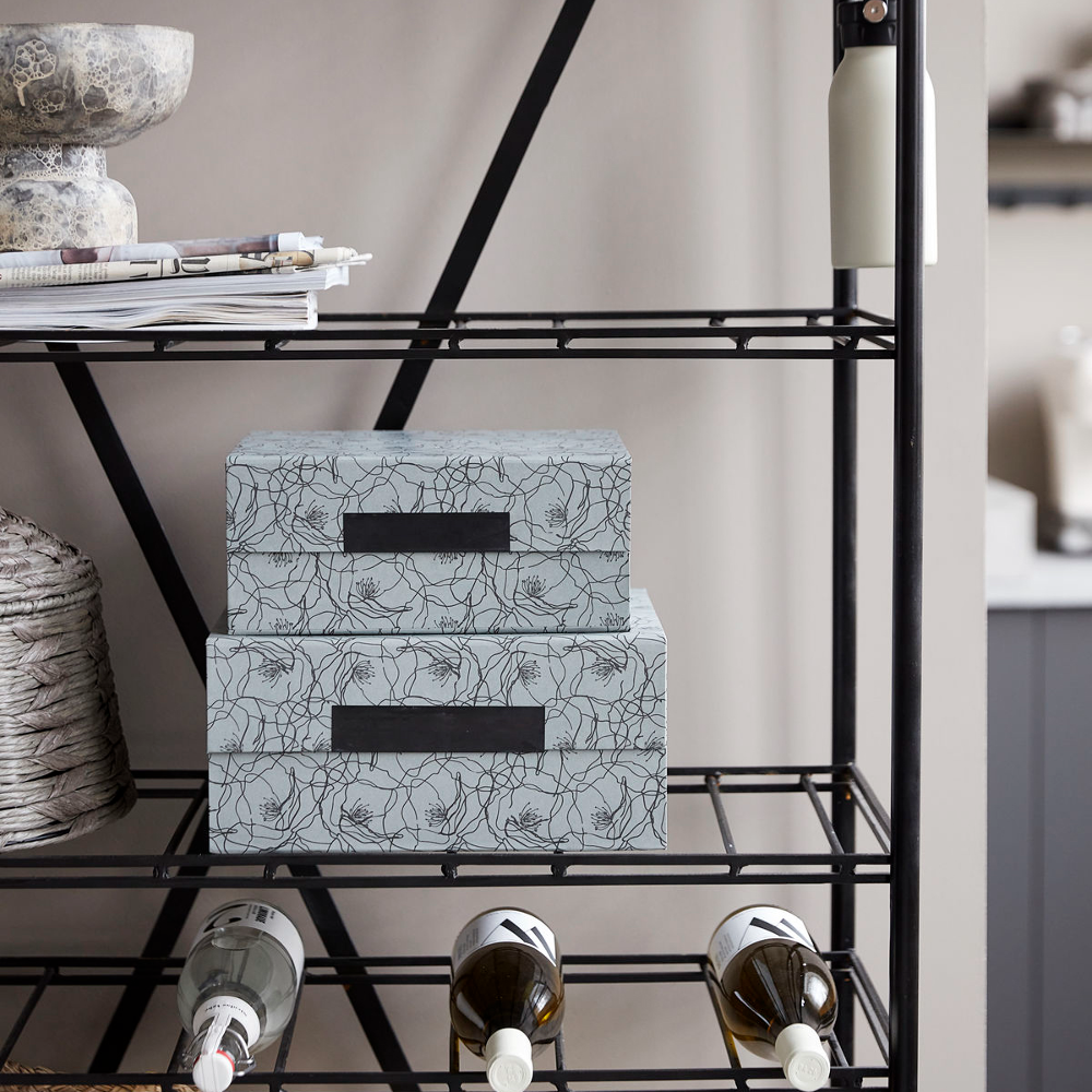 Black Metal and Glass Bookcase 200cm