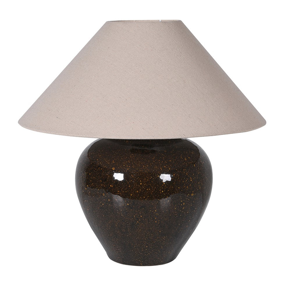 Black Ceramic Textured Table Lamp with Linen Shade 50cmC