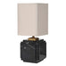 Black Marble Square Base Lamp with Linen Shade 37cm