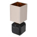 Black Marble Square Base Lamp with Linen Shade 37cm D