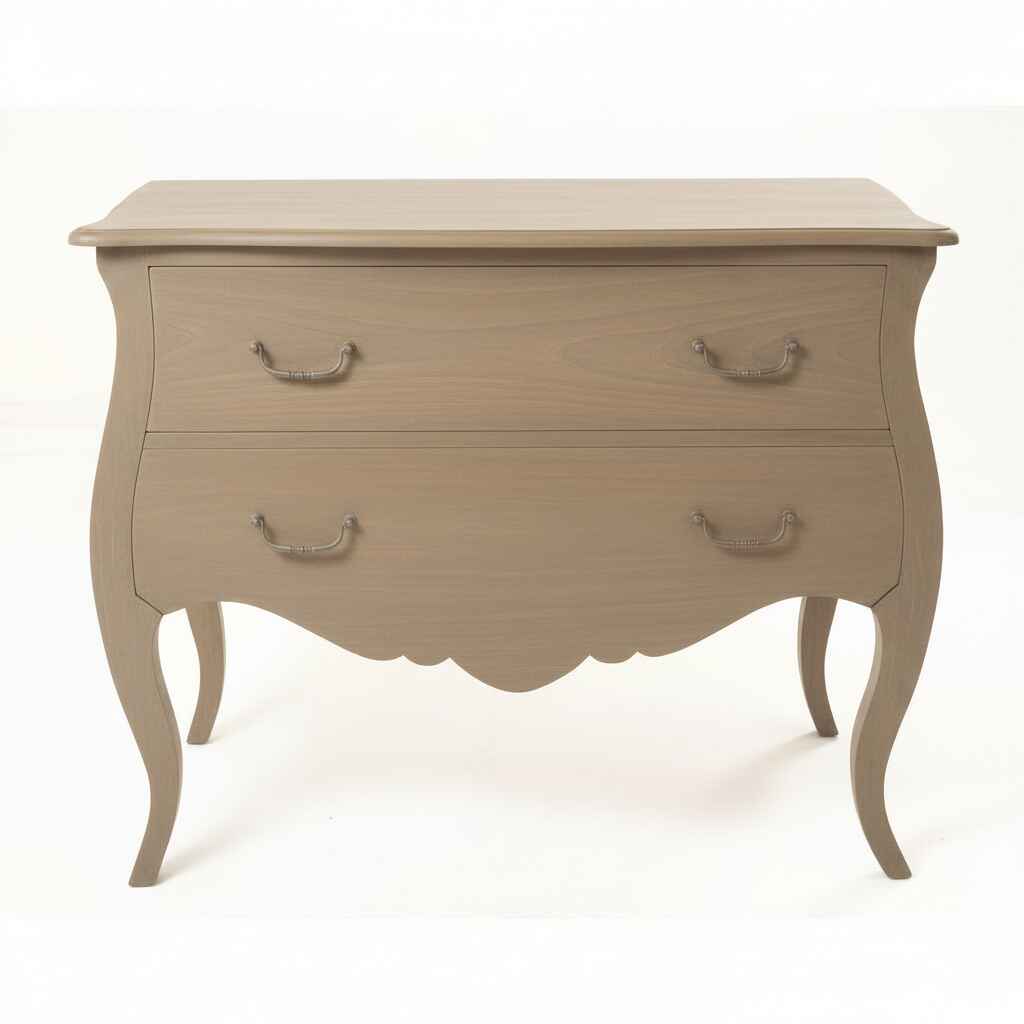 Bleached Mahogany Two Drawer Bombe Chest 110cm Wide | Annie Mo's