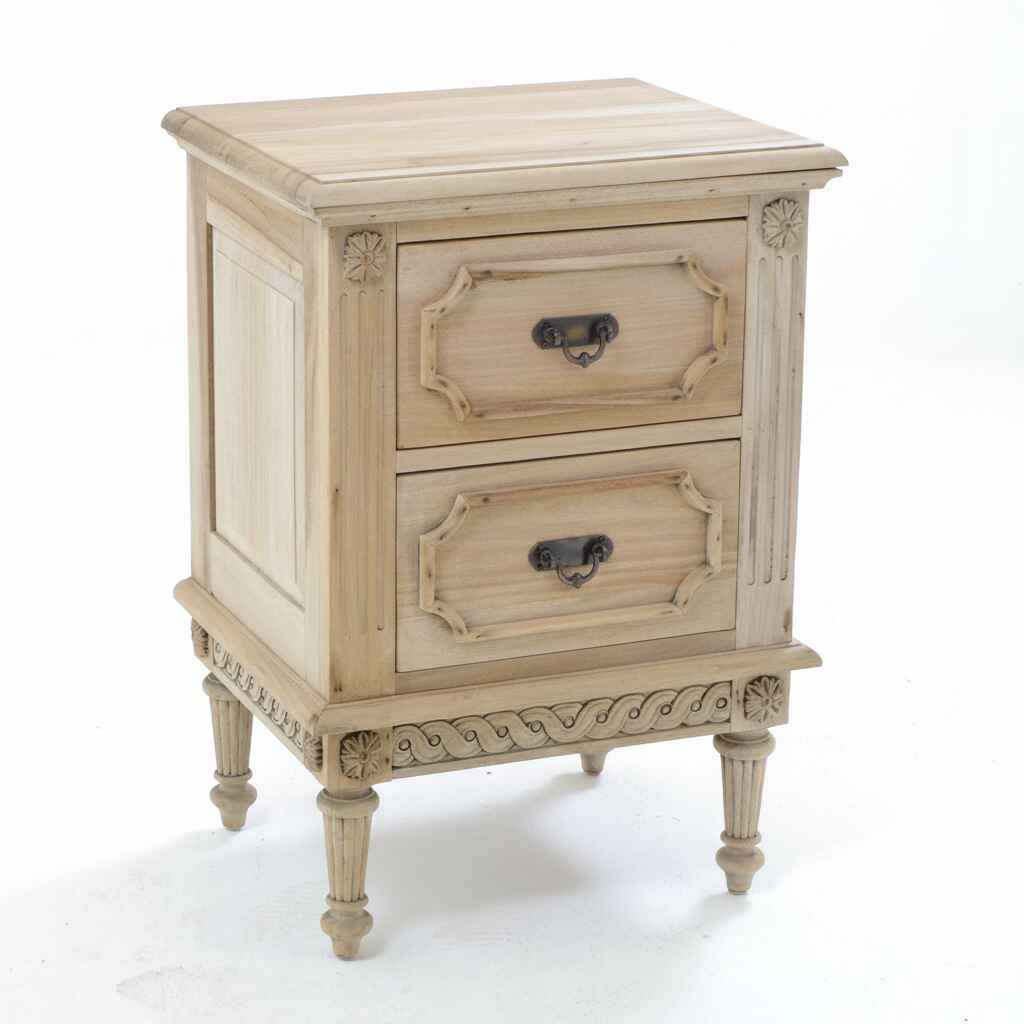 Bleached Mahogany Vintaged Two Drawer Bedside