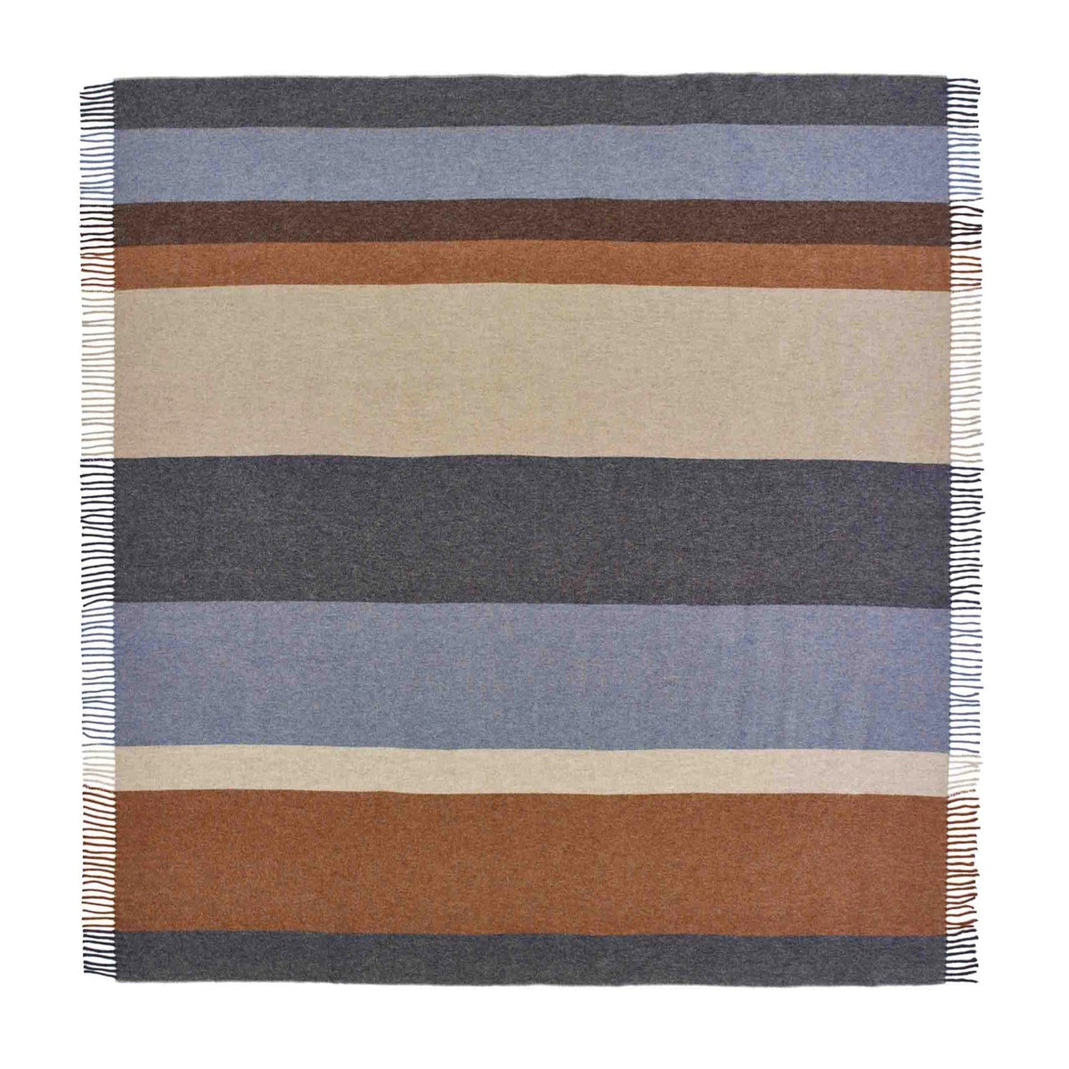 Block Stripe Merino Throw - Pink Blue and Rust-B