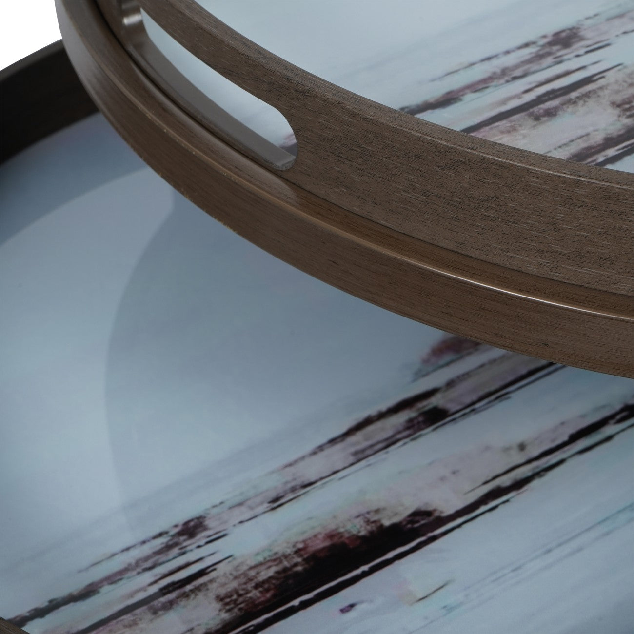 Blurred Seascape Set of Two Side Tray Nesting Tables