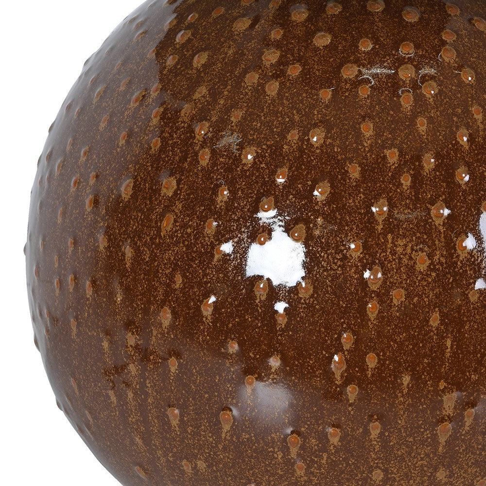 Brown Ceramic Pimpled Ball Table Lamp with Shade 63cm
