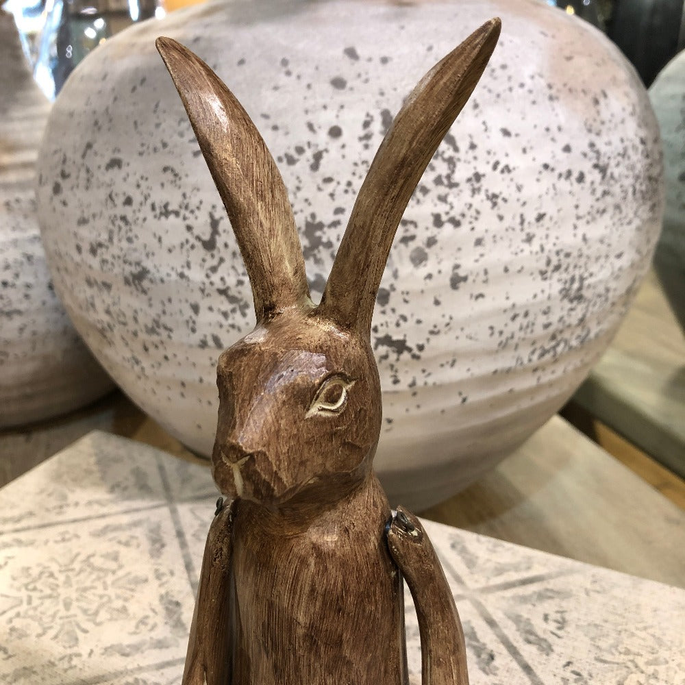 Brown Wood Effect Jointed Rabbit 31cm C