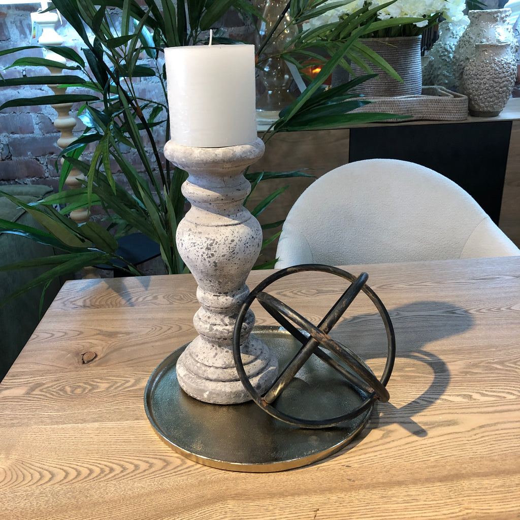 Bulbous Stone Effect Candleholder 32cm D