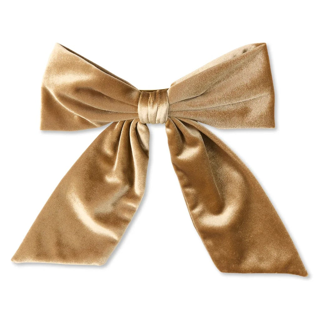Bury Champagne Velvet Bow with Clip | Annie Mo's