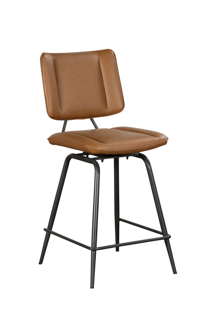 Jack Cognac PU Counter Height Bar Stool (Pair) | Annie Mo's