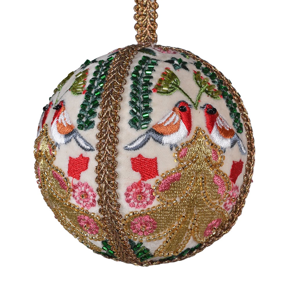 Hand Embroidered Tree Bauble 10cm | Annie Mo's