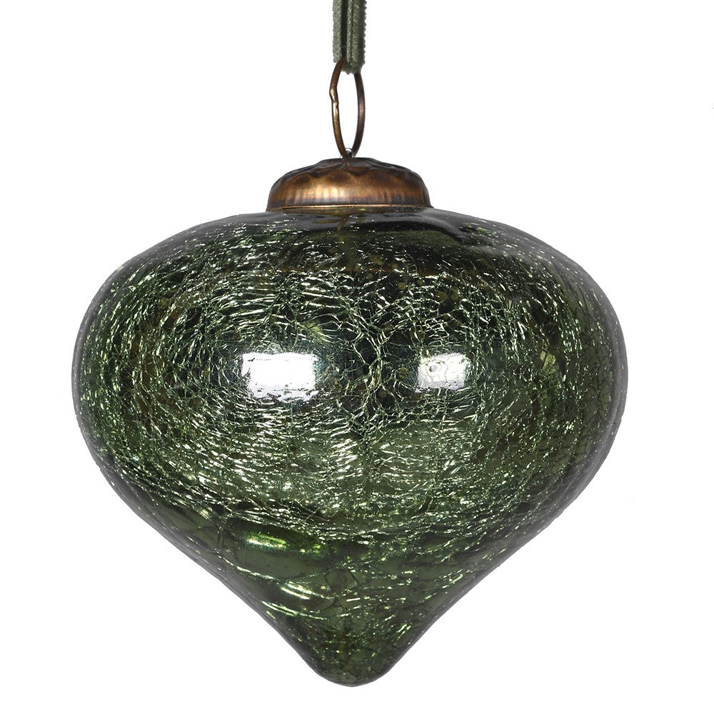Sage Crackle Onion Bauble 9cm | Annie Mo's