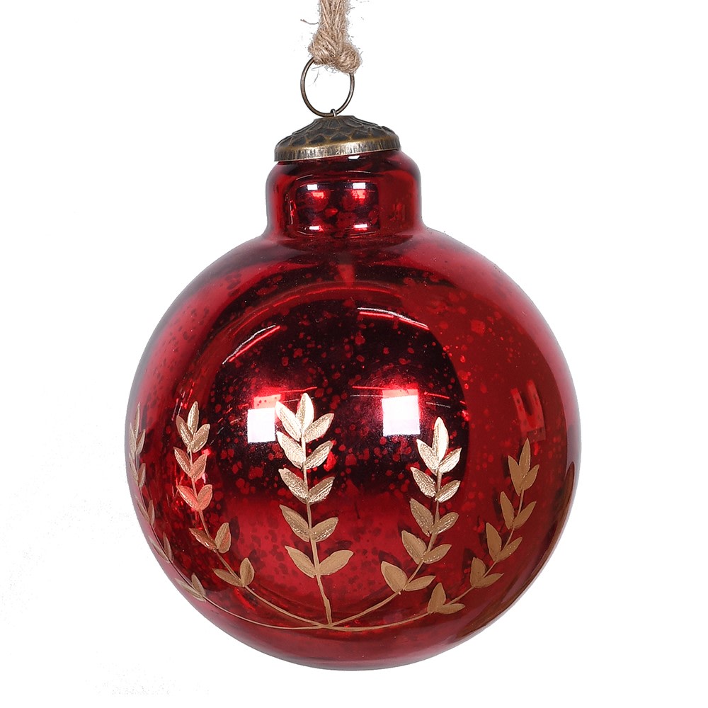 Red Laurel Leaf Bauble 14cm | Annie Mo's