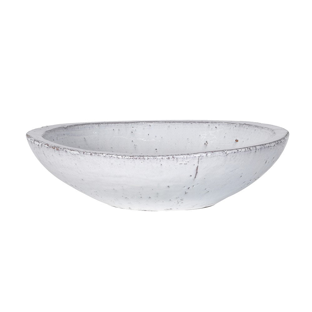Antiqued White Glazed Bowl 37cm | Annie Mo's