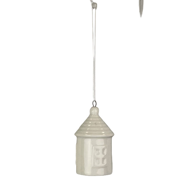 White Ceramic Hanging House Decoration 7.2cm Style Five | Annie Mo's