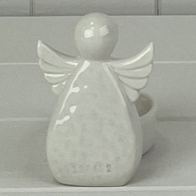 White Glazed Ceramic Angel Tealight Holder 8cm | Annie Mo's