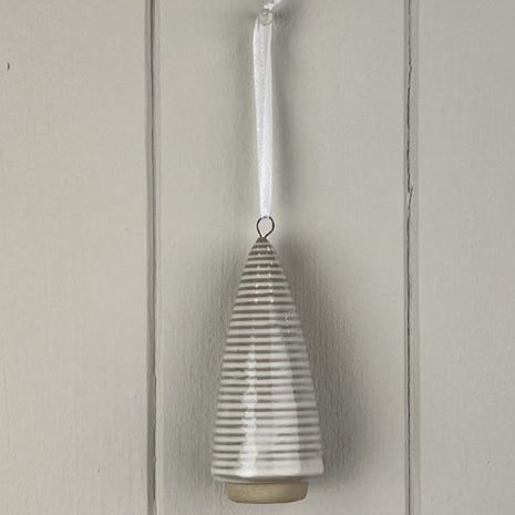Glazed Ceramic Hanging Tree Decoration with Textured Detail 6cm
