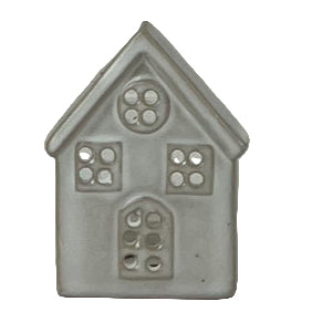 Glazed Ceramic House Tealight with Textured Detail 8.5cm
