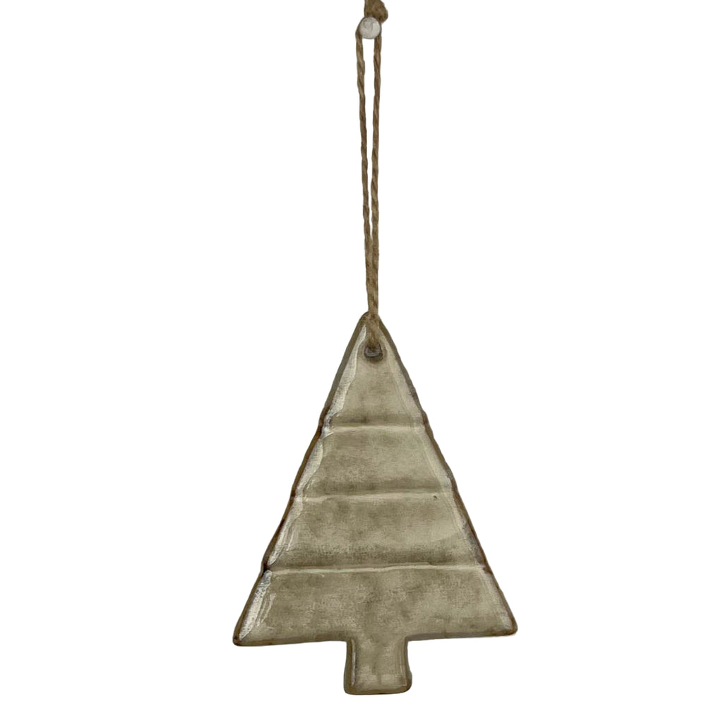 Beige Mottle Ceramic Hanging Tree Decoration 9cm | Annie Mo's