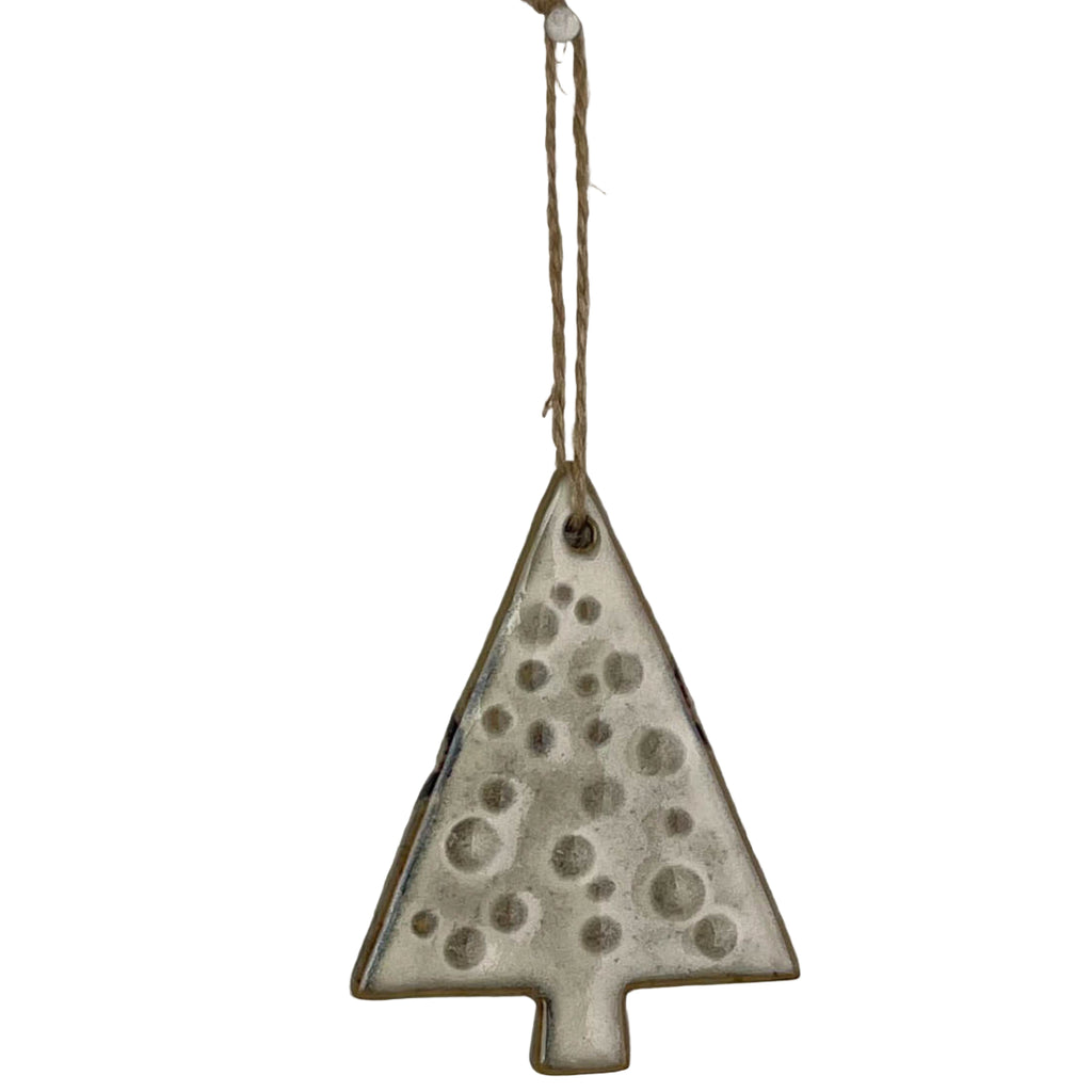 Beige Mottle Ceramic Hanging Tree Decoration 9cm Style Two | Annie Mo