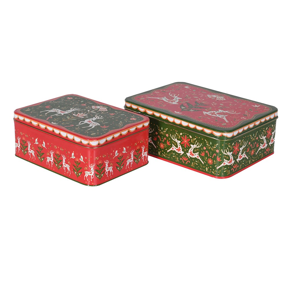Set of 2 Jolly Reindeer Tins 29cm